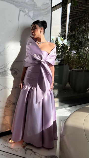 Niulatu Women's Strapless Satin Evening Dresses Vintage Wrap Beading Floor Length Long Dress HZ1007